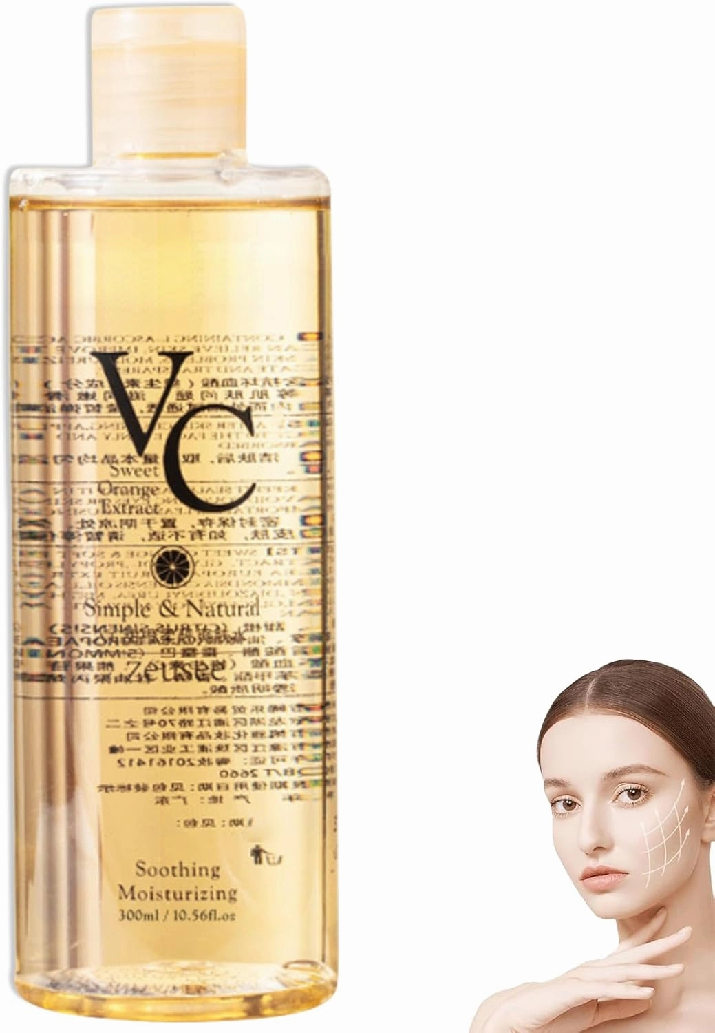Vc Toner, VC Soothing Toner, Hydrating & Brightening Facial Essences, Enhance Skin Elasticity, Soothes Dry & Easy to Absorb for Skin Care Routine（300ml/500ml） (300ml)