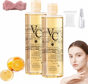 Vc Toner,Vc Toner Face,300ml Hydrating & Brightening Facial Essences Deeply Hydrate,Enhance Skin Elasticity, Refreshing Texture Easy to Absorb Leaving Skin Hydrated and Shiny (2pcs)