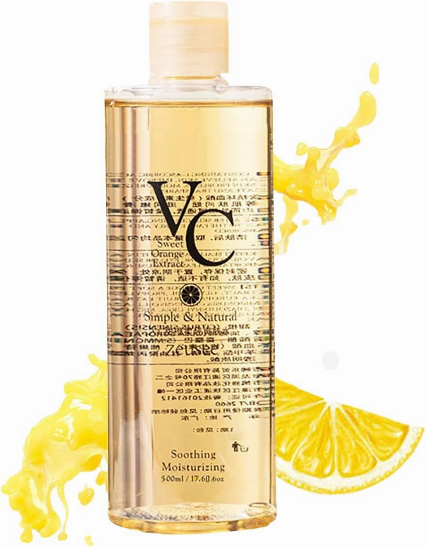 VC Toner, Vitamin C Moisturizing Toner, Refreshing Texture Easy to Absorb Leaving Skin Hydrated and Shiny (1pcs-500ml)