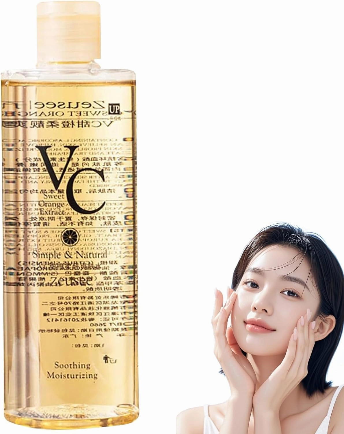 VC Toner, Vitamin C Toner, Refreshing Water Lotion, with Hyaluronic & Centella Asiatica, Refreshing Hydrating(300ml)