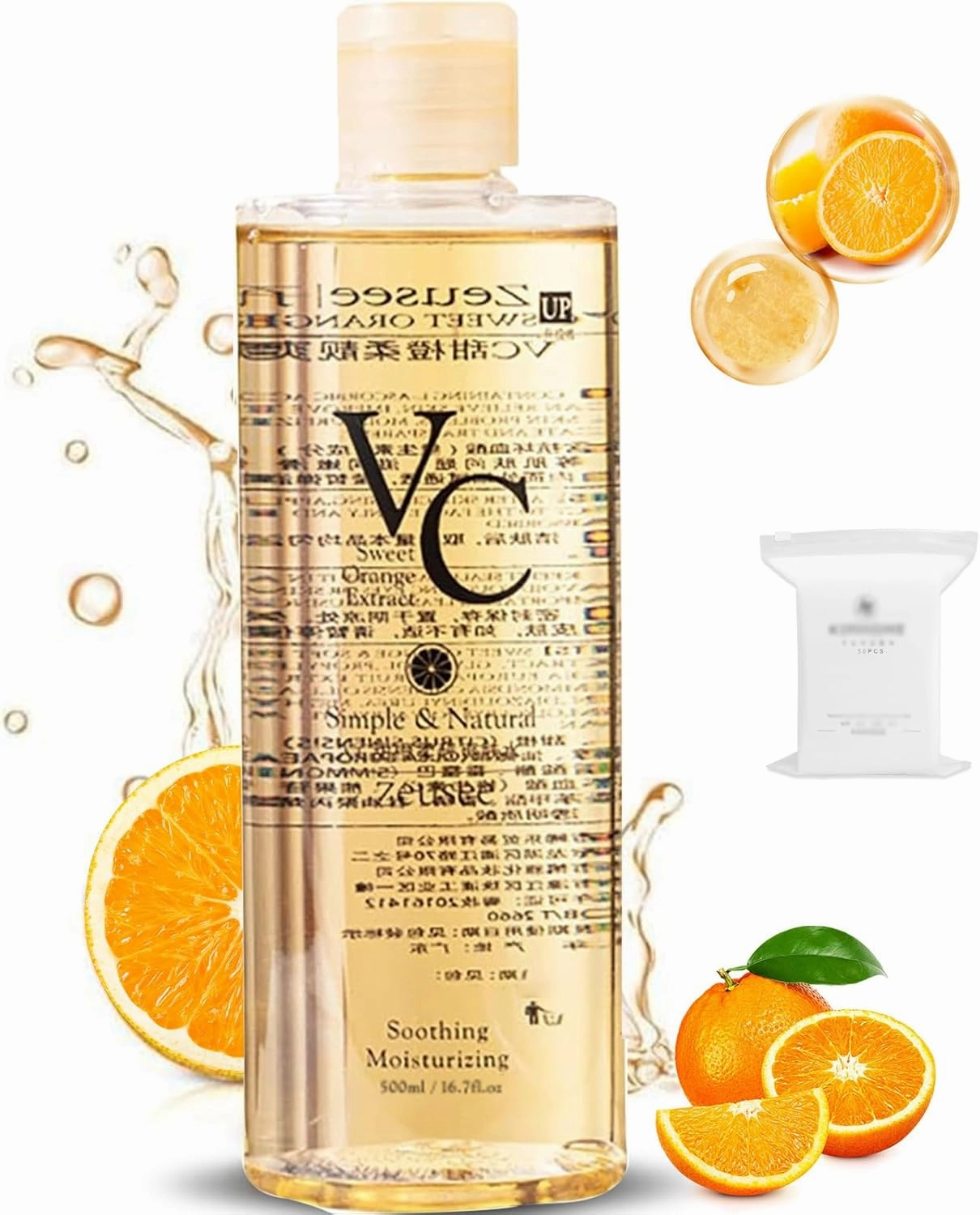 Vc Toner 𝐊𝐨𝐫𝐞𝐚𝐧 500 ml, Vc Toner Vitamin C with 150 ml Serum, Deep Moisturing and Soothing, for Face Skincare