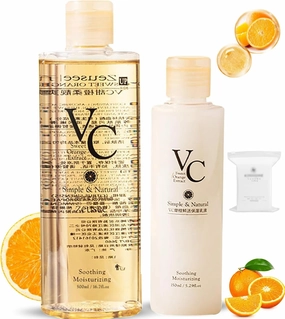 Vc Toner 𝐊𝐨𝐫𝐞𝐚𝐧 500 ml, Vc Toner Vitamin C with 150 ml Serum, Deep Moisturing and Soothing, for Face Skincare