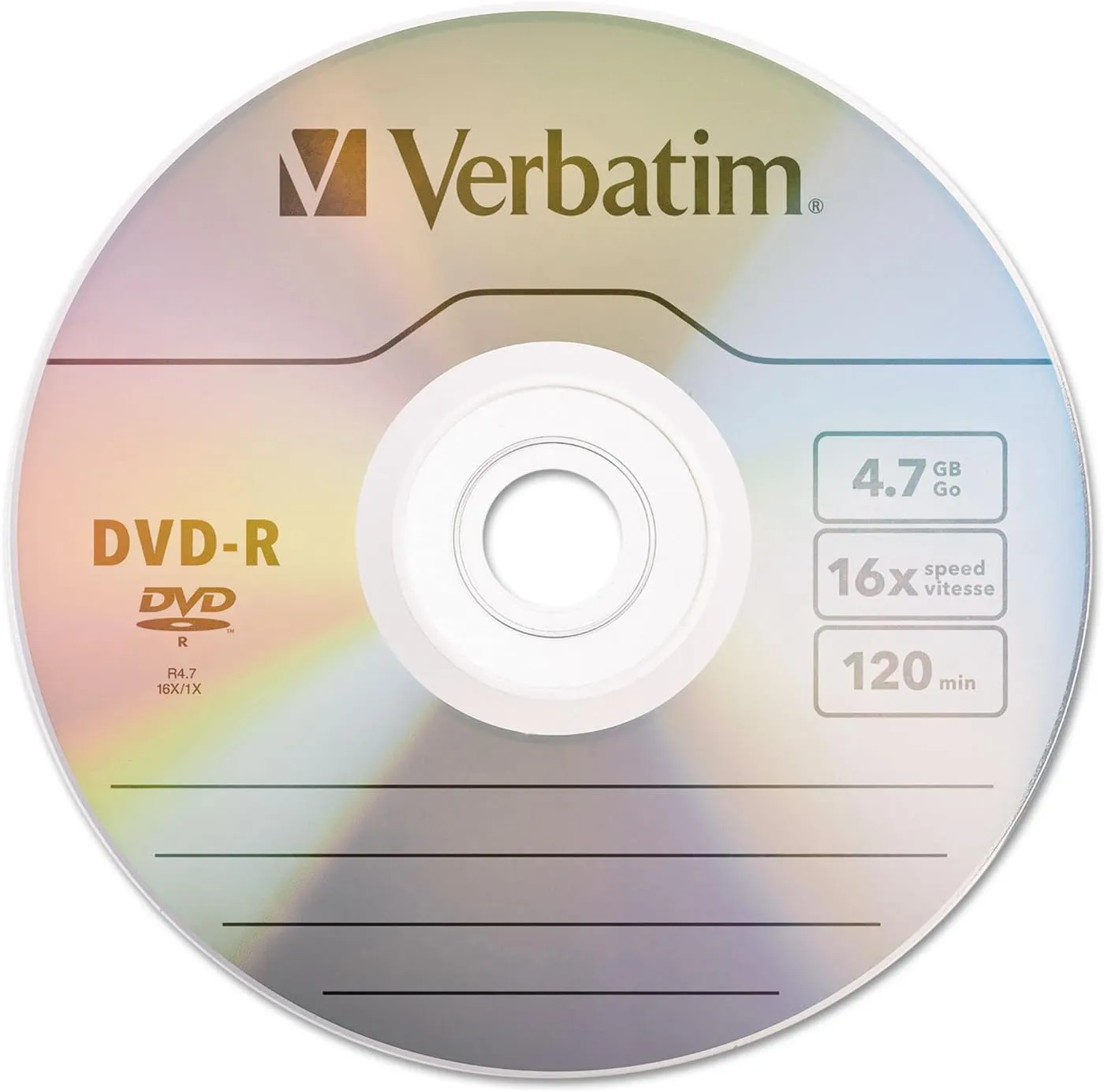 Verbatim DVD-R Blank Discs AZO Dye 4.7GB 16X Recordable Disc - 100 Pack Spindle,Silver