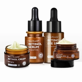 VibrantGlamour Retinol Set Face Cream Facial Serum Eye Serum Anti-Aging Anti-Wrinkle Facial Essence Renewing Skin Wrinkles Moisturizing Lotion (4, Set A)