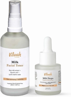 Vil vah Store Skin Hydrating Combo | Milk Drops Serum | Milk Face Toner | Minimizes Pores and Hydrates Skin | Balances & Restores Skin's pH Levels | for All Skin Types
