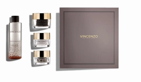 Vincenzo Skincare Caviar & Diamond Box Set – Micellar Cleanser, Eye Crème, Face Crème, Morning Dew Drops – Anti-Aging & Hydrating Skincare for All Skin Types