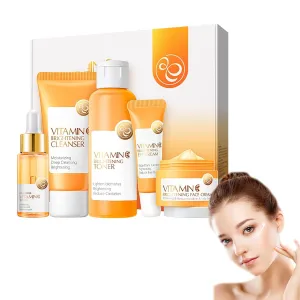 Vitamin C Skin Care Set, Vitamin C Toner for Face, Vitamin C Serum,Vitamin C Moisturizer for Face, Vitamin C Firming Eye Cream, Hydrating, Anti Aging - 5piece Skincare Set (1set/5PCS)