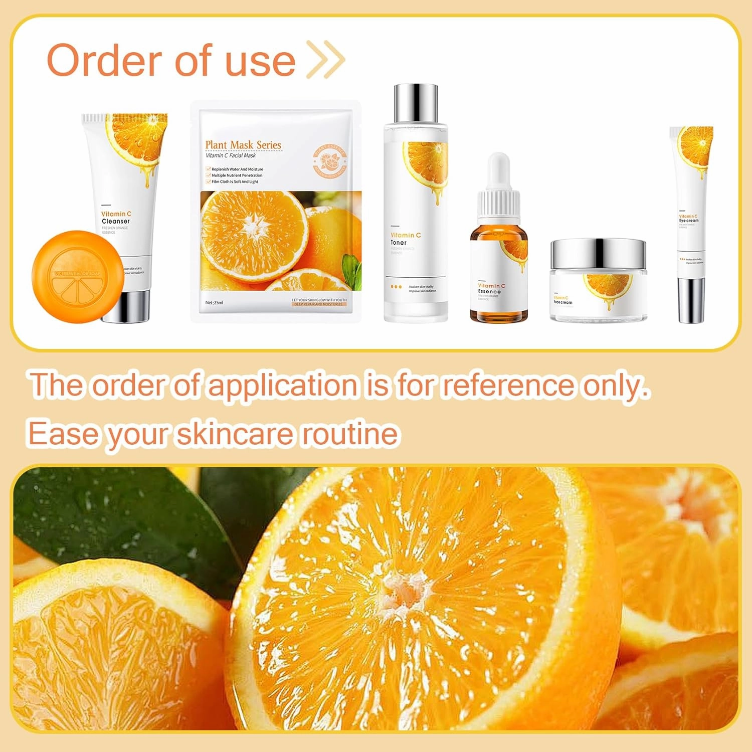 Vitamin C Face Skincare Set,9 Pcs Vitamin C Skin Care Set with 3 Honey Face Masks,Soap Bar, Wash,Toner, Serum, Moisturizer Cream,Eye Cream,Moisturizing Skin Care Kit