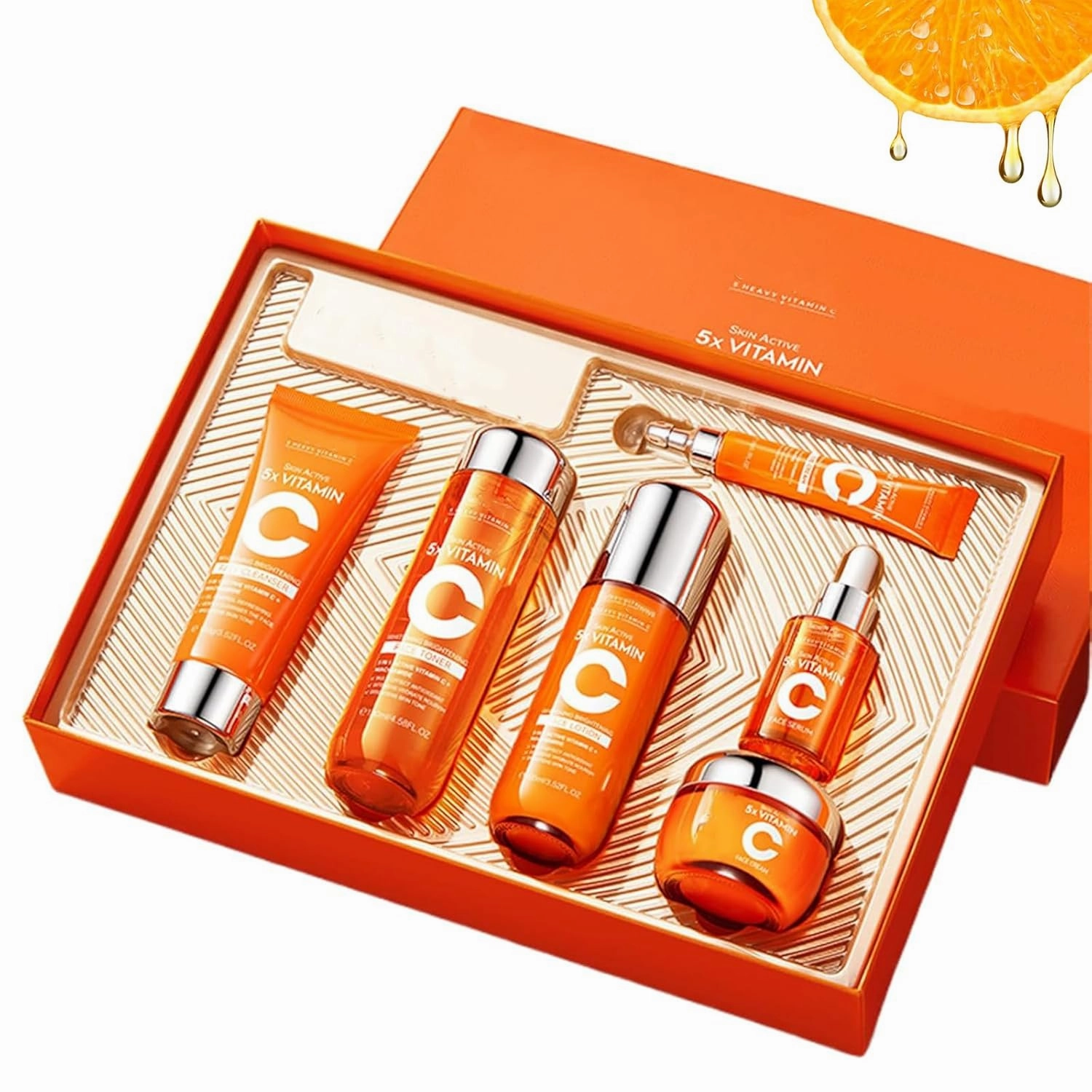 Vitamin C Toner, vitamin c serum, Vitamin C Skincare Kit, Skin Hydration, Skin Texture Support, Includes Toner, Serum, Moisturizer, Cream, Unique Gift for Women/Mom (1 Set)