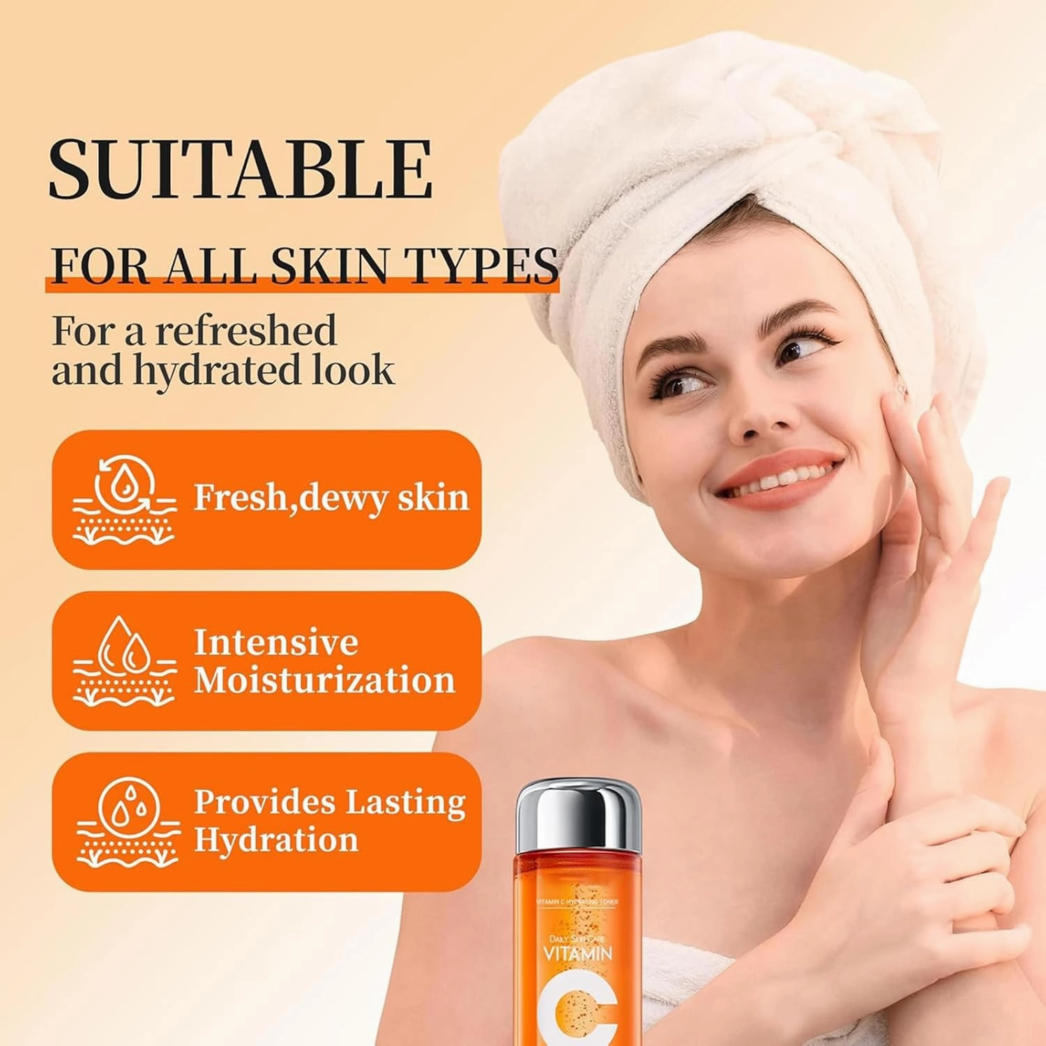 Vitamin C Toner, vitamin c serum, Vitamin C Skincare Kit, Skin Hydration, Skin Texture Support, Includes Toner, Serum, Moisturizer, Cream, Unique Gift for Women/Mom (Lotion Cream serums)