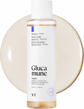 VT COSMETICS Glucamune Facial Toner with Snow Mushroom, Hydrating & Soothing for Dry, Sensitive, and Combination Skin, Vegan Toner, Fragrance-Free, Korean Skincare (6.76 fl. oz.)