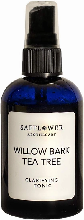 Willow Bark and Tea Tree Clarifying Daily Facial Toner, Hypoallergenic Calming Skin Tonic, All-Natural, Plant-Derived, Made in USA by Safflower Apothecary