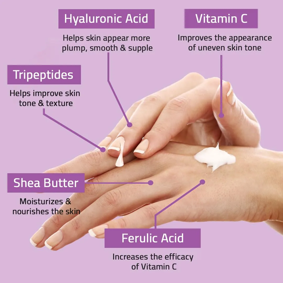 YEOUTH Hyaluronic Acid Moisturizer Face Cream with Vitamin C & E, Ferulic Acid & Tripeptide 31, Hydrating Face Moisturizer, Hyaluronic Acid Cream Suitable for Dry & Dull Skin 1oz