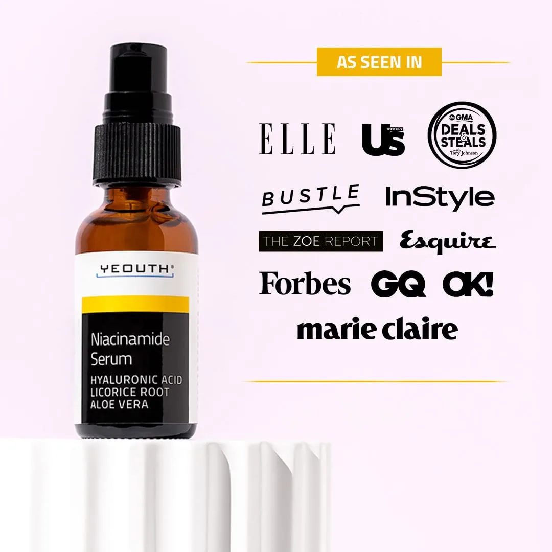 YEOUTH Niacinamide Serum for Face 10% with Hyaluronic Acid and Aloe Vera, Hydrating B3 Face Serum for Women and Men, Enhances the Look of Even-Toned Skin 2oz