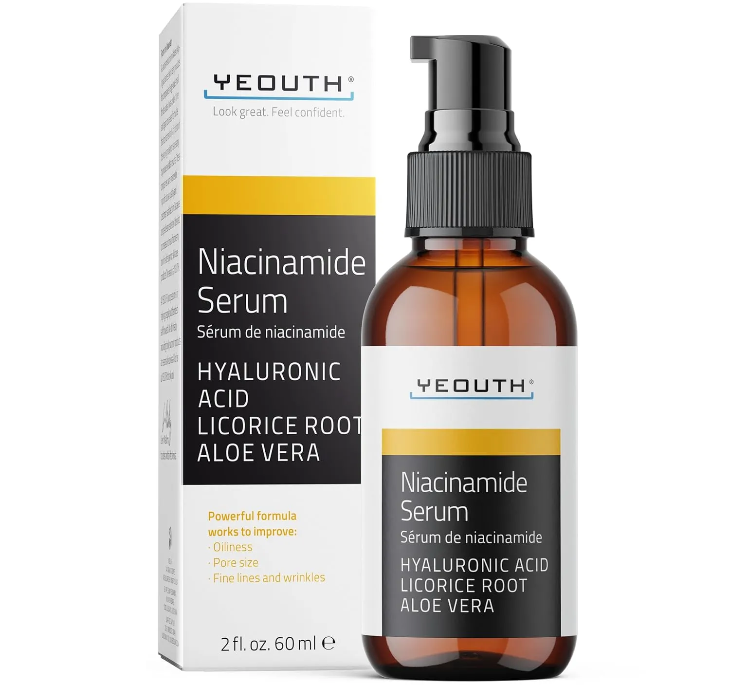 YEOUTH Niacinamide Serum for Face 10% with Hyaluronic Acid and Aloe Vera, Hydrating B3 Face Serum for Women and Men, Enhances the Look of Even-Toned Skin 2oz