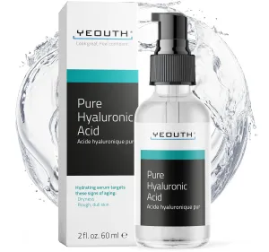 YEOUTH Pure Hyaluronic Acid Serum for Face 99% for Dry & Dull Skin, Hydrating Hyaluronic Face Serum for Women & Men, For All Skin Types 2oz