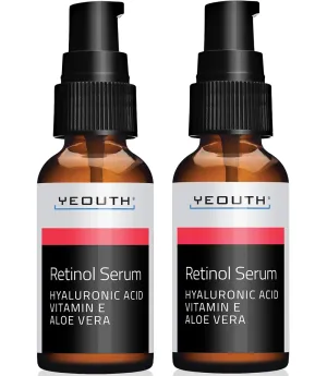 YEOUTH Retinol Serum for Face with Hyaluronic Acid & Vitamin E, Hydrating Retinol for Face, Night Serum Suitable for All Skin Types