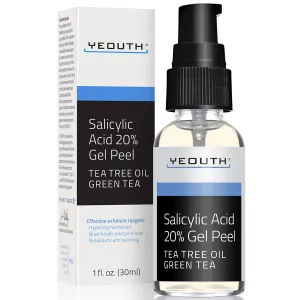 YEOUTH Salicylic Acid Peel for Face 20%, BHA Exfoliator for Clear Looking Skin, Gentle At Home Exfoliator for Face with Green Tea, Salicylic Acid Serum 1oz