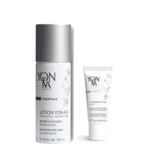 YonKa Hydrating Face Toner Travel Size, Natural Toning Spray for Dry & Sensitive Skin (1.6 FL OZ) with Yon-Ka Glyconight 10% Peel Masque Travel Size (15ml/0.57oz) Anti-Aging Face Mask