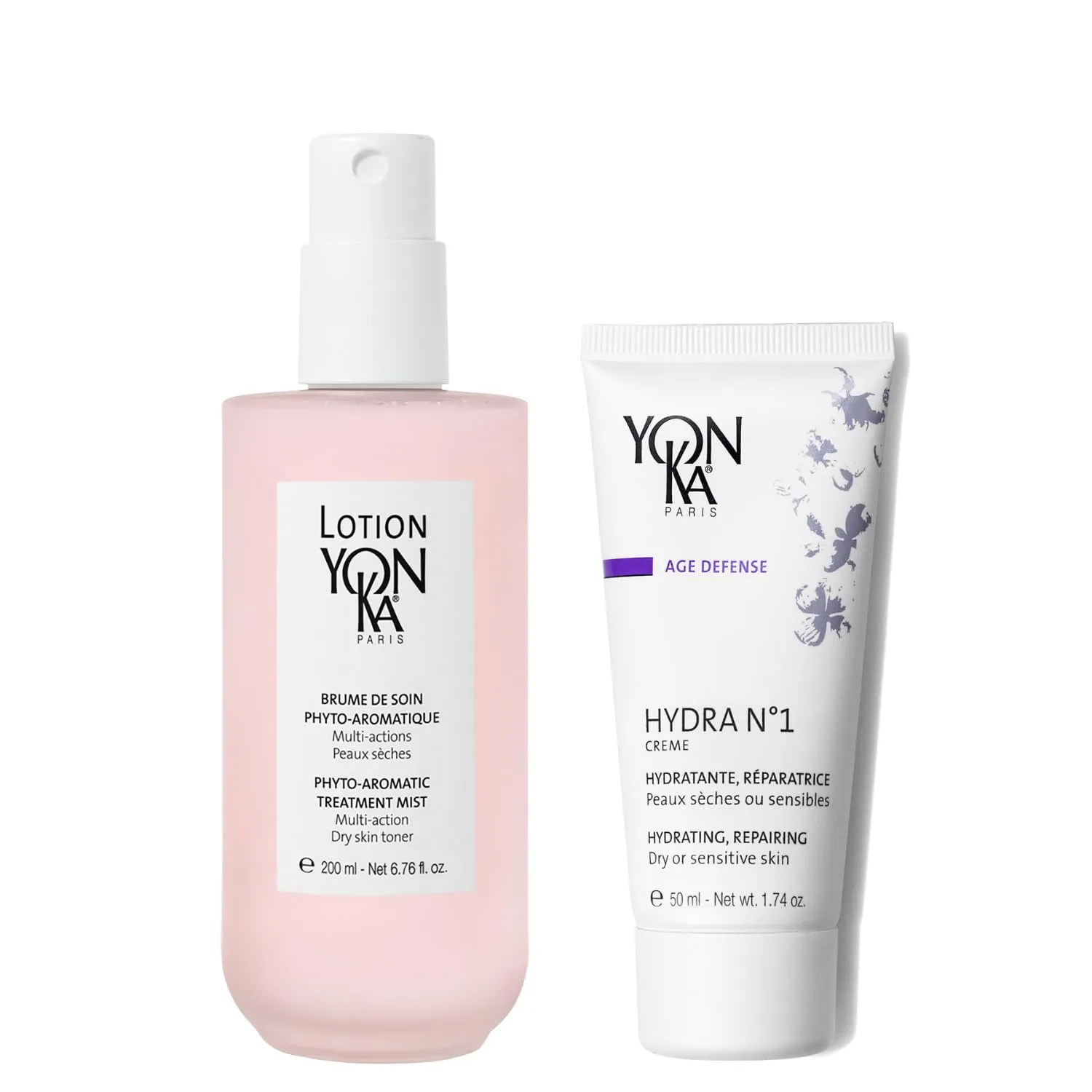 Yonka Hydrating Skincare Bundle, Lotion PS Toner for Dry or Sensitive Skin and Hydra No. 1 Creme Anti-Aging Face Moisturizer with Hyaluronic Acid