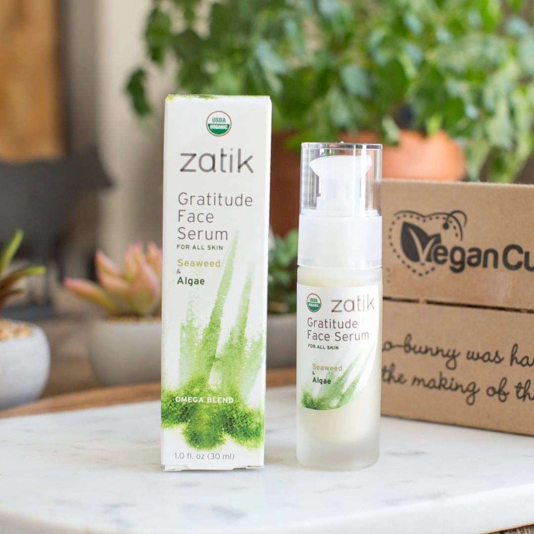 Zatik Naturals - Gratitude Face Serum with Seaweed and Algae, USDA Organic,Vegan, Non GMO Gluten Free Soy Free Alcohol Free pH Balanced Biodegradable, 1.0 fl oz, 30ml