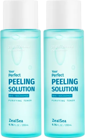 ZealSea 2% Salicylic Acid Toner for Face with 2% Niacinamide - BHA Liquid Exfoliant for Blackheads and Enlarged Pores, Exfoliate for Face to Soothe Breakouts, Exfoliating Toner, 6.76 Fl Oz, Pack of 2