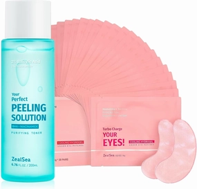 ZealSea 2% Salicylic Acid Toner for Face with 2% Niacinamide and ZealSea 20 Pairs Eye Gel Pads for Dark Circles Bundle