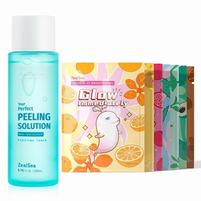 ZealSea 2% Salicylic Acid Toner for Face with 2% Niacinamide Sheet Mask Skin Care (Pack of 7) Bundle